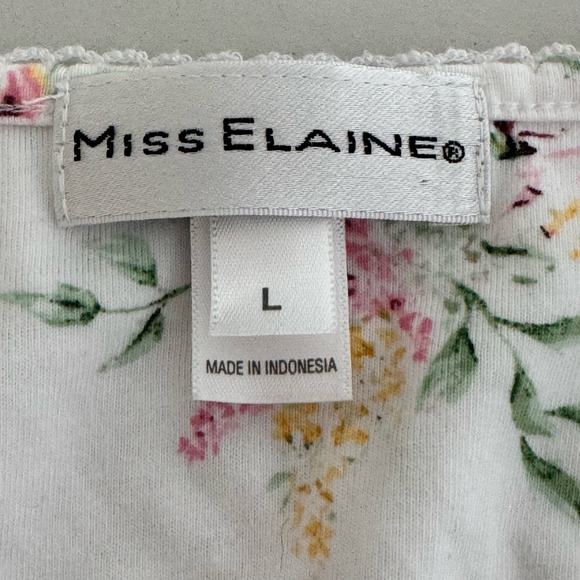 Miss Elaine Short Floral Nightgown Size LARGE Cotton Blend Short Sleeve Button - Picture 7 of 8